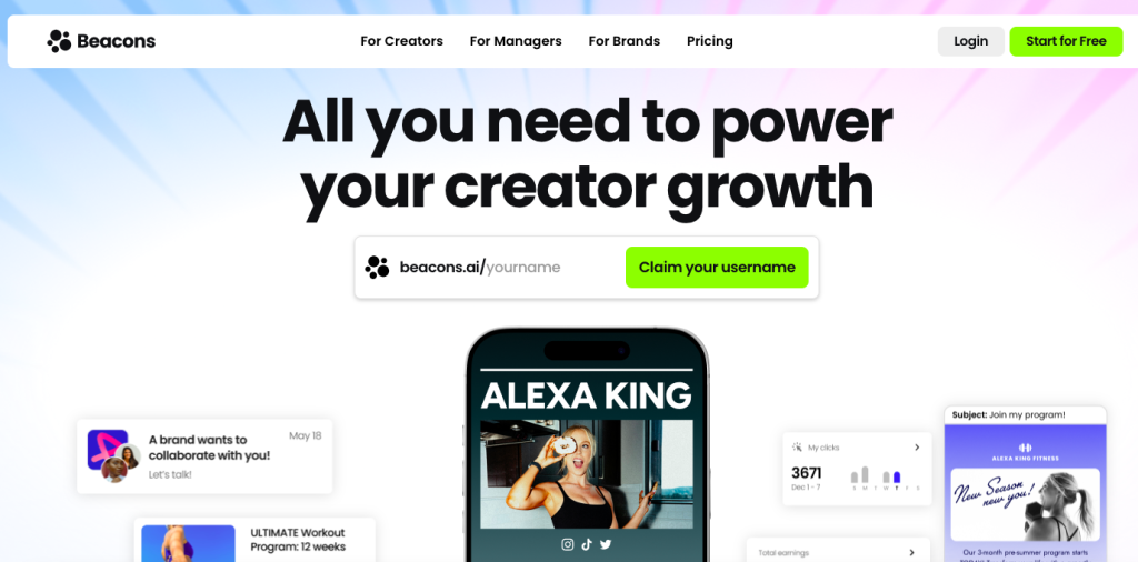 Beacons is an all-in-one platform designed to help creators manage and monetize their online presence